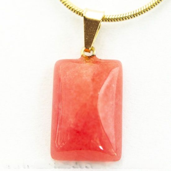 Mini Pingente Retangular Liso Pedra Cherry Pino Dourado