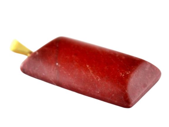 Colar Retangular Liso Quartzo Vermelho Pino Dourada