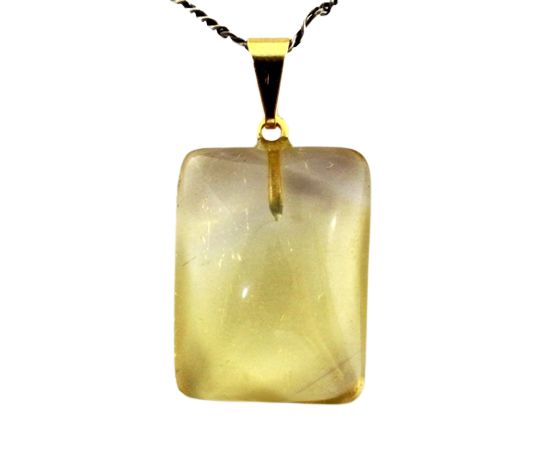 Colar Liso Citrino Natural Não Bombardeado Pino Dourado