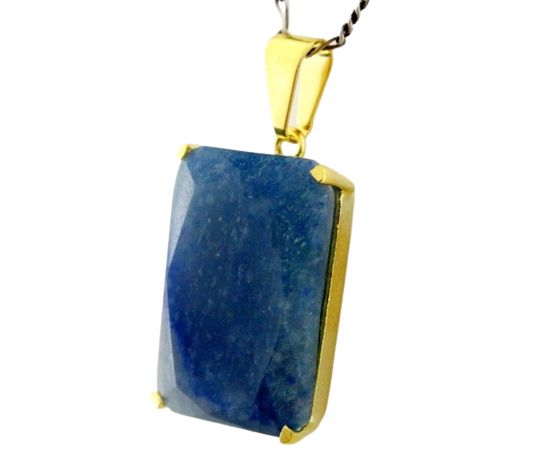 Colar Quartzo Azul Facetado Manual Garra Dourado