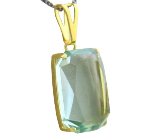 Colar Obsidiana Verde Facetado Manual Garra Dourado