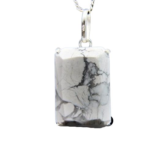 Colar Facetado Pedra Howlita Prata 950 Garra Reforçado