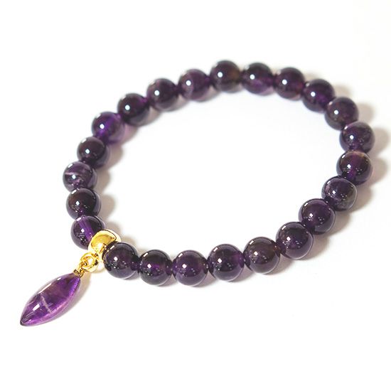 Pulseira Bolinha Ametista Amarração fio Pedra Natural