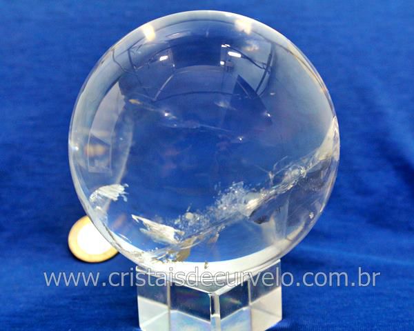 Esfera Bola de Cristal Pedra Quartzo Extra Transparente Tamanho G Cod 1.172