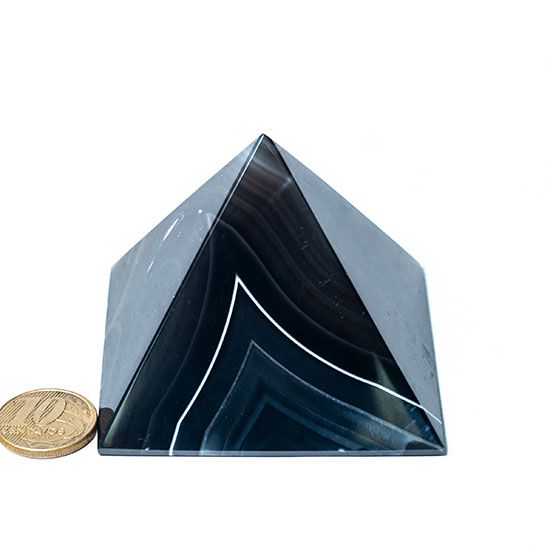 Pirâmide Pedra Ágata Preta Baseada Egípcio Quéops