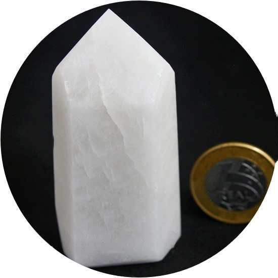 Ponta Quartzo Leitoso Lapidado Gerador Sextavado 8 a 9 cm