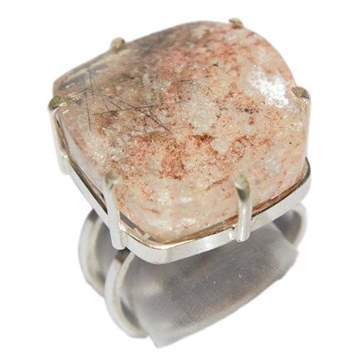 Anel Cristal com Lodolita Natural Aro Ajustável Prata 950