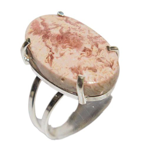 Anel Cabochão Oval Rodocrosita Tamanho M Garra Prata 950