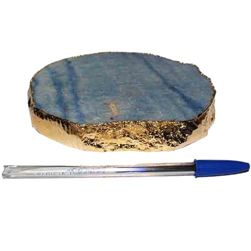 Bandeja Quartzo Azul Borda Dourada Petisqueira p Frios 14 cm