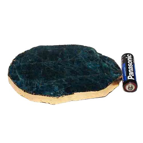 Bandeja Apatita Azul Borda Dourada Petisqueira p Frios 11cm