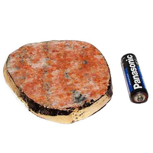 Bandeja Calcita Laranja Borda Dourada Petisqueira Frios 8cm