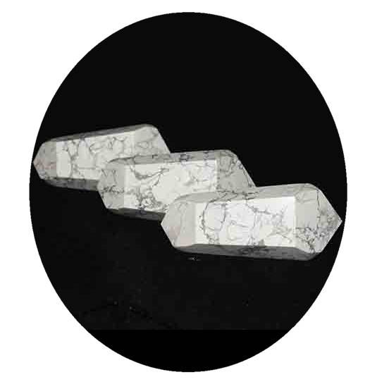 Bi Terminado Pedra Howlita Branca Natural 9 a 10 cm 190 g