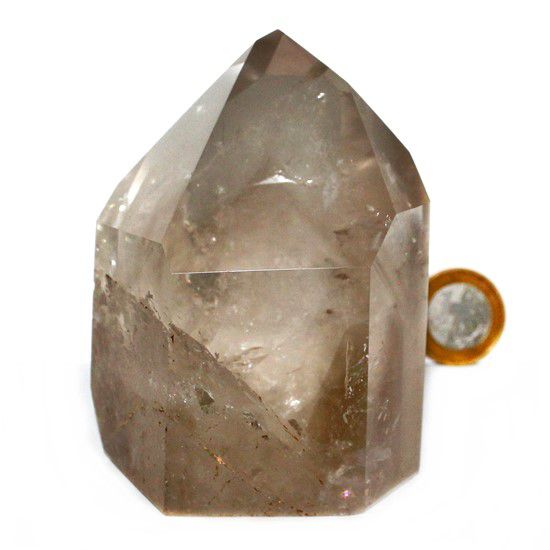 Ponta Quartzo Fumê Com Phantom e com Reflexos Arco-Íris