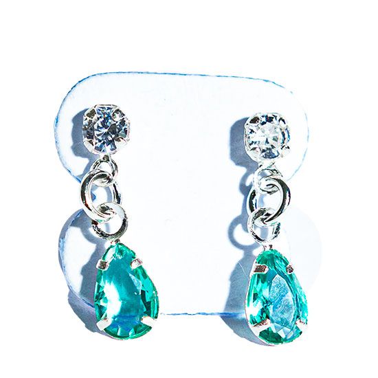 Brinco Gota Facetada Zircônia Água-Marinha Garra Prata 925