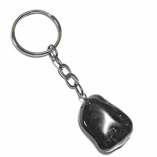 1 Chaveiro Pedra Signo de Peixes Onix Preto Rolado