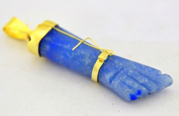 Colar Figa Mineral Quartzo Azul Montagem Envolto Dourado