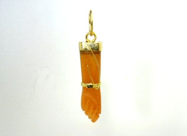 Colar Figa Quartzo Tangerina Montagem No Envolto Dourado