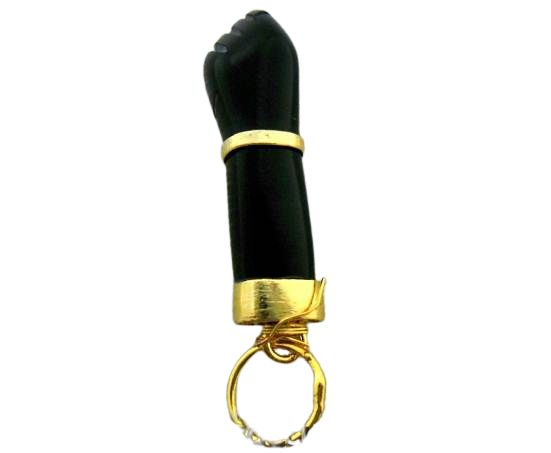 Colar Figa Pedra Onix Preto Montagem Envolto Dourado