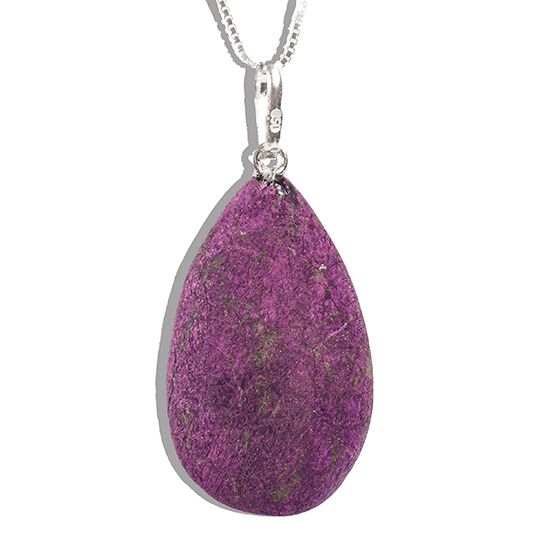 Colar Gota Pedra Purpurita Natural Montagem Pino Prata 950