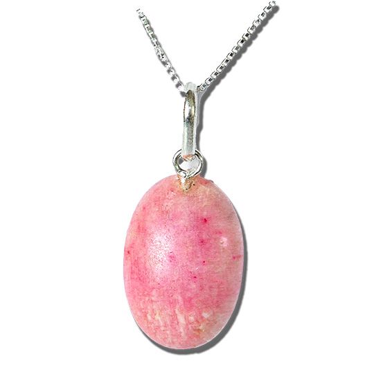Colar Mini Cabochão Pedra Amazonita Pìnk Pino Prata 950