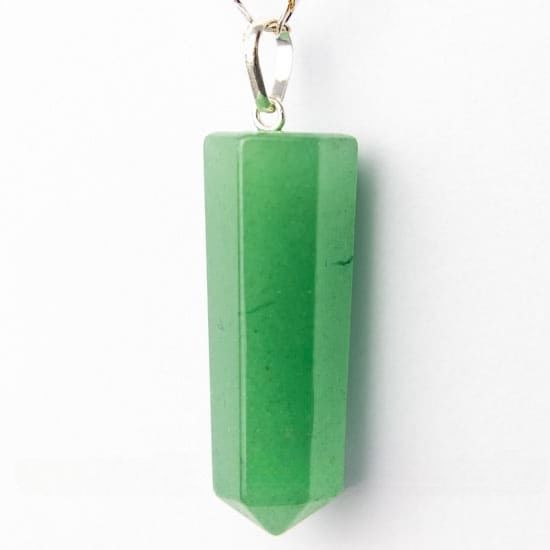 Colar Pontinha Pedra Quartzo Verde Presilha Pino PRATA 950