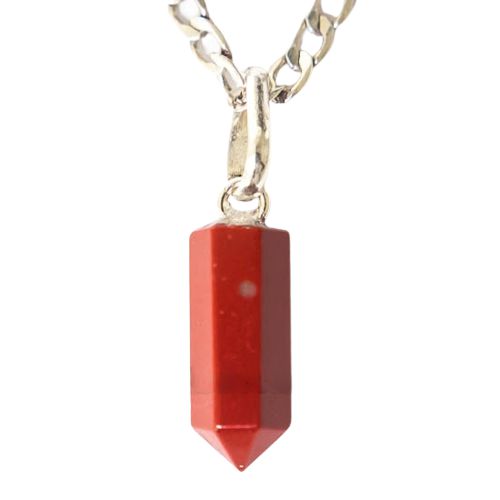 Colar Micro Pontinha Jaspe Vermelho Montagem Prata 950