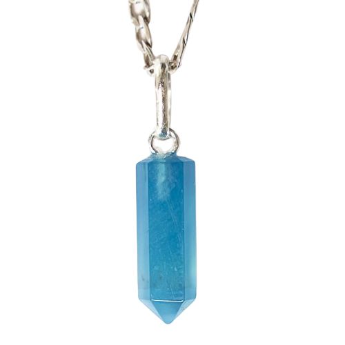 Colar Micro Pontinha Ágata Azul Montagem Prata 950