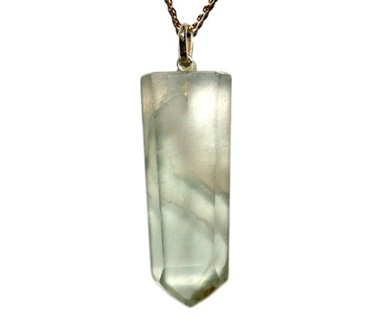 Colar Pontinha Fluorita Natural Pino Prata 950 Pedra Grande