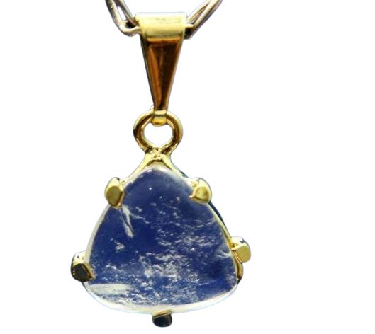Colar Trillion Pedra Cristal Natural Montagem Garra Dourado