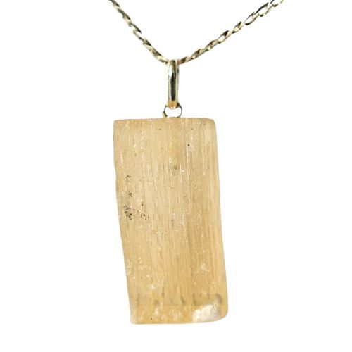 Colar Canudo Selenita Laranja Pedra Natural Pino Prata 950