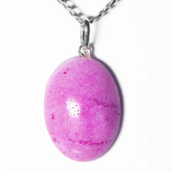 Pingente Oval Amazonita Rosa 25mm Natural Pino Prata 950