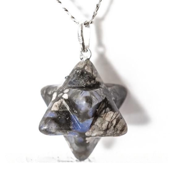 Colar Merkabah Riolita Vulcânica Montagem Pino Prata 950