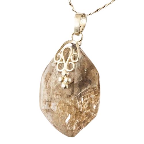 Colar Cristal com Lodolita Montagem Pino Prata 950