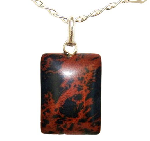 Colar Retângulo Obsidiana Mahogany Montagem Prata 950