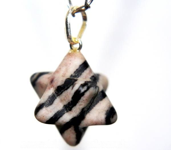 Colar Merkabar Pedra Jaspe Net Montagem Pino Prata 950