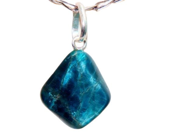 Colar Pedrinha Apatita Azul Montagem Pino Prata 950