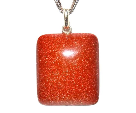 Colar Pedra do Sol Retangular Pino Prata 950