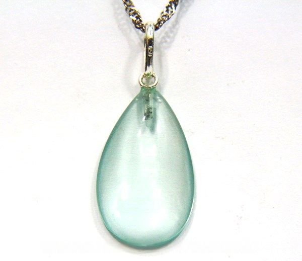 Colar Gota Obsidiana Verde Montagem Prata 950