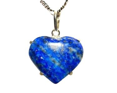 Colar Coração Pedra Lapis Lazuli Montagem Garra Prata 950