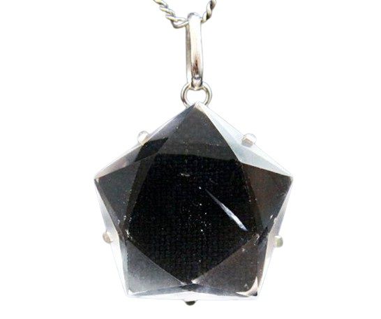 Colar Pentagrama Pedra Cristal Montagem na Garra Prata 950