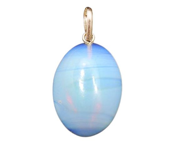 Colar Cabochão Pedra da Lua Opalina Pino e Presilha Prata 950