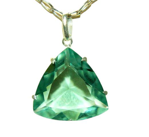 Colar Trillion Obsidiana Verde Prata 950 Montado na Garra