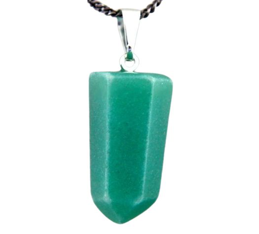 Colar Pontinha Pedra Quartzo Verde Presilha E Pino Prateado