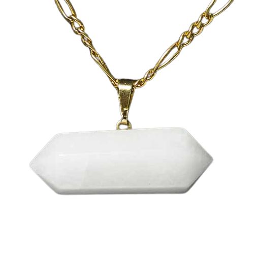 Colar Bi Terminado Quartzo Leitoso Presilha Pino Dourado