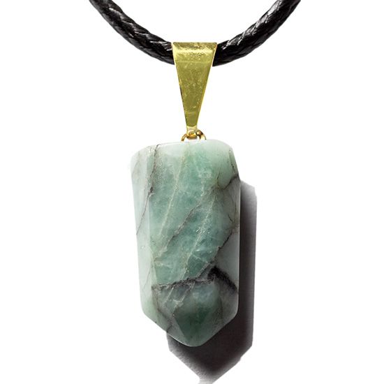 Colar Pontinha Pedra Esmeralda Natural Montagem Pino Dourado
