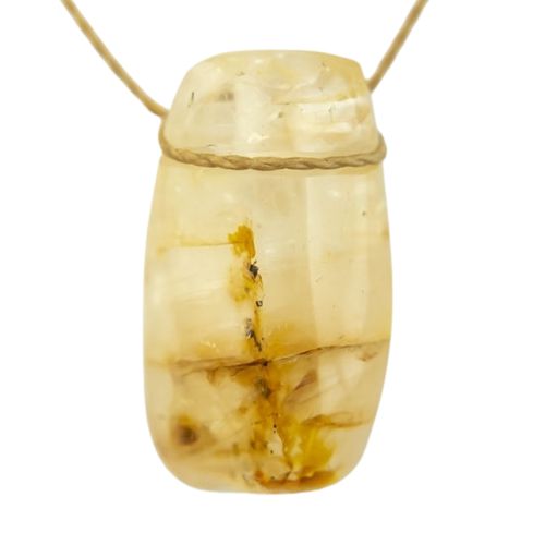 Colar Pedra Rolada Hematoide Amarelo Difusor Aromaterapia