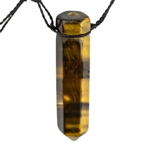 Colar Pedra Olho Tigre Difusor Aromaterapia Ponta Ranhurado