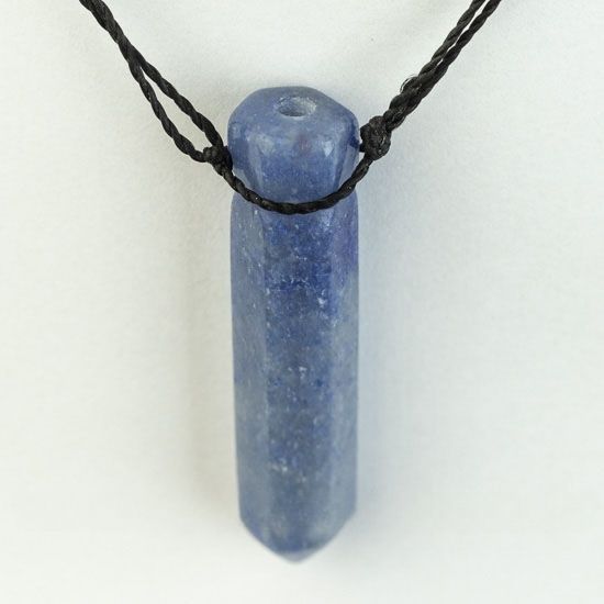 Colar Difusor Aromaterapia Pedra Quartzo Azul Ranhura Ponta