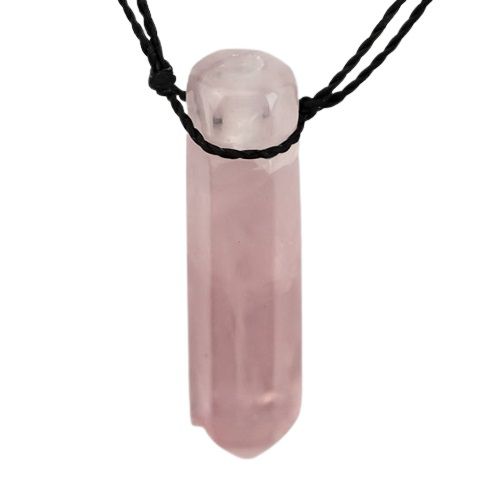 Colar Difusor Aromaterapia Quartzo Rosa Ponta Ranhurado