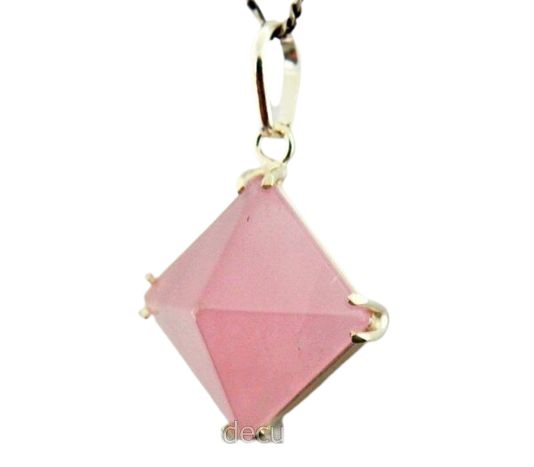 Colar Pirâmide Pedra Quartzo Rosa na Garra em Prata 950